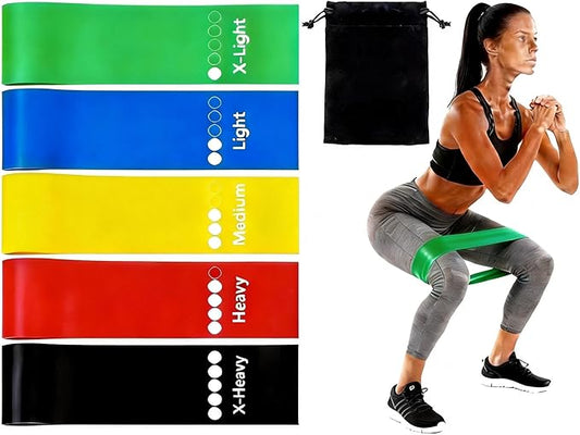 Resistance Bands for Working Out, Loop Exercise Bands for Indoor & Outdoor Fitness, 5 Pcs Leg Strength Training