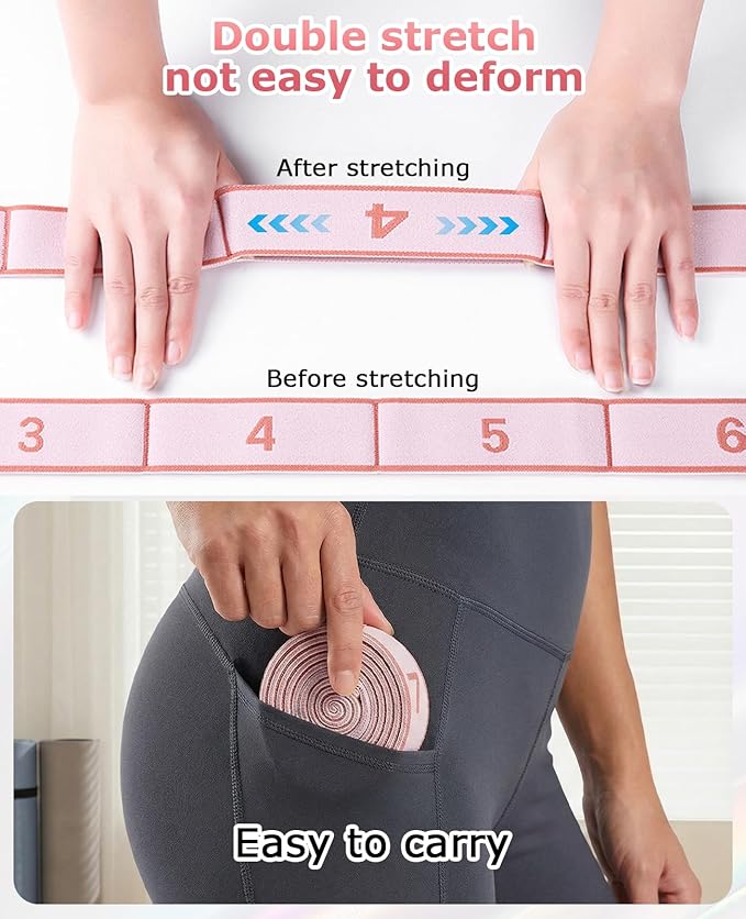 3pcs Resistance Bands with Number 8/10/12 for Women and Kids, Yoga Stretching Ballet, Stretch Strap for Exercise Hamstring Stretcher Physical Therapy Band