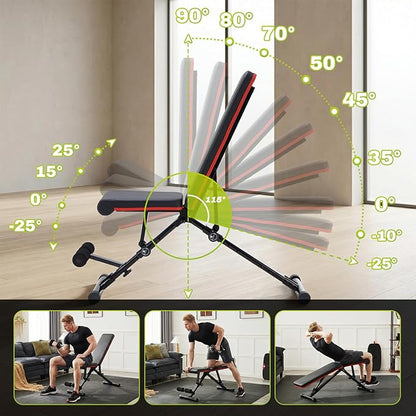 OLIXIS Adjustable Weight Bench for Full Body Strength Training, Foldable Workout Bench with Incline Flat Positions, 795 lbs Capacity Dumbbell Bench for Home Gym, Sit Up, Press, and Ab Exercises