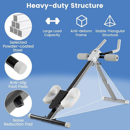 GYMAX Ab Workout Equipment, Adjustable Ab Machine for Whole Body Home Exercise with LCD Monitor, Big Knee Pads & Foam Cover, Core Ab Stomach Trainer for Home Gym Strength Training