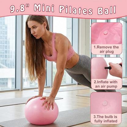 Pilates Kit 14pcs, Home Pilates Workout Kit for Women, Pilates Equipment with 13" Ring, 9.8" Ball, Multiple Resistance Bands, Non-Slip Socks, Workout Guide for Beginners Home Outdoor