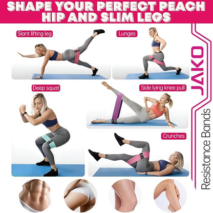 Non-Slip Hip Resistance Bands for Working Out - Fabric Elastic Exercise Bands Strength Training, Physical Therapy, Pilates & Yoga - Booty Workout Bands for Women/Men Legs & Thigh Glutes