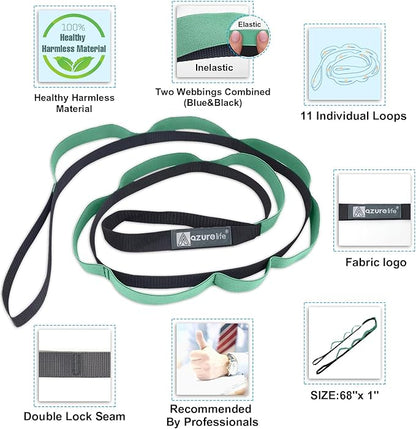 Premium Durable Stretch Straps with Loops, Stretching Strap for Physical Therapy, Multi-Loop Yoga Strap Fitness Exercise Strap for Yoga, Pilates, Dance, Flexibility&Exercise