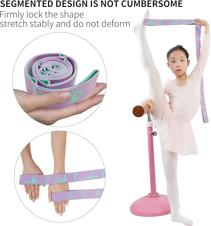 2 PCS Adjustable Extended Children's Stretching Straps with 8 Loops, Multi-Functional Elastic Stretch Bands for Gymnastics, Dance, Latin Training, Ballet, Exercise, Yoga