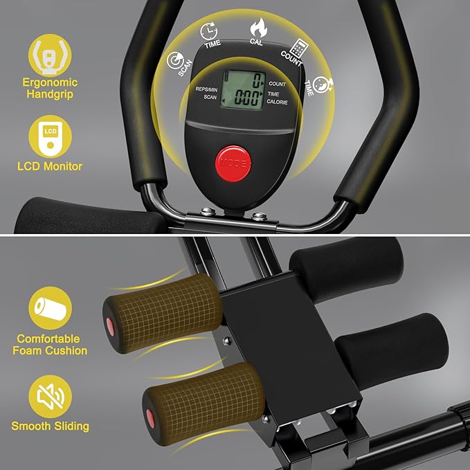 Ab Workout Equipment, Ab Machine for Women, Adjustable Core Abdominal Exercise Fitness Equipment, Foldable Waist Trainer Ab Crunch Home Gym Systems for Beginners