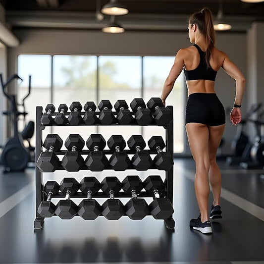 350/450/550 lbs Hex Weight Dumbbells Sets with Rack 5-45lbs Rubber Gym Equipment Coated Dumbbell Free Weights Set for Home Exercises Set of Weights Dumbbells and Rack