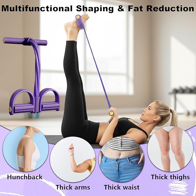 Pedal Resistance Bands with Handles,6 Tube Pedal Ankle Puller,Multifunction Fitness Bands with Figure 8 Resistance Band for Strength Training,Waist,Arm, Leg Slimming, Home Gym Exercise Equipment