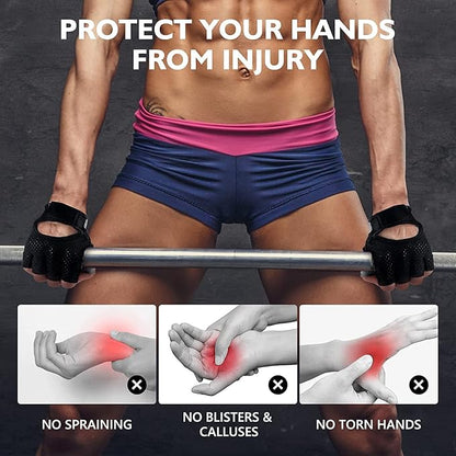 Weight Lifting Gloves for Men Women Gym Half-Finger Glove with Anti Slip Palm Hand Protection for Workout Training, Fitness, Hanging, Pull up, Cycling, Exercise