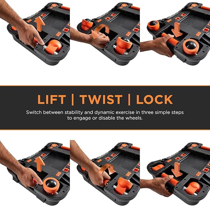 Terra Glide Balance Trainer | Inflatable Fitness Platform with Retractable Wheels & Pop-Out Handles | Core Strength, Balance Training, HIIT Workouts, Stability, Mobility, Agility & Full Body Home Gym Fitness Equipment