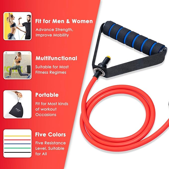 Cikyner Resistance Bands, Resistance Tubes Resistance Bands with Handles Exercise Bands, Ideal for Home Gym Physical Therapy Strength Training Muscle Toning, Door Anchor & Bag Included