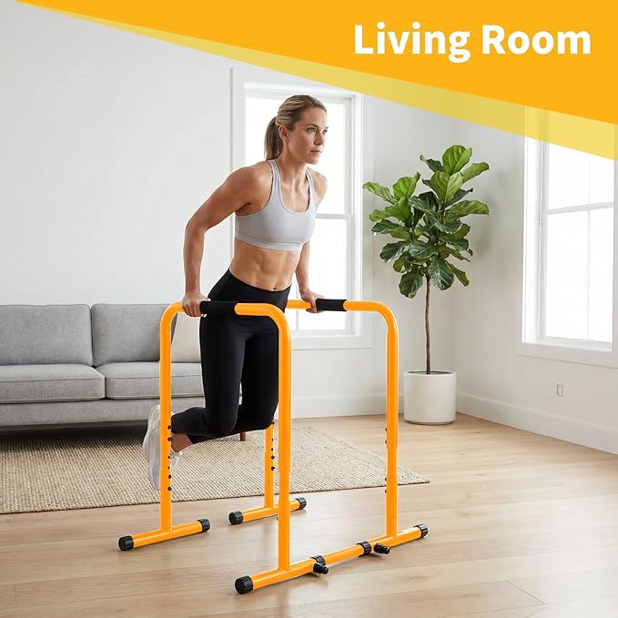 NEWBULIG Dip Bar Station, Adjustable Pull Up Bar for Doorway with Soft High-Density Foam Handles, Heavy Duty Dip Stands for Home, Gym, Patio, Office