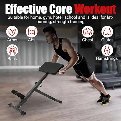 Roman Chair Back Extension Machine Foldable 5 Position Adjustable Sit up Exercise Multi-Functional Hyperextension Bench Workout Equipment Ab Machine Angle Height Adjust 330LBS Heavy-Duty for Home Gym