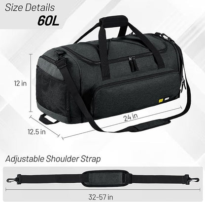 MIER Large Gym Bag for Men Sports Duffle Bag with Shoe Compartment 60L Lightweight Duffel Bags for Workout Fitness Travel