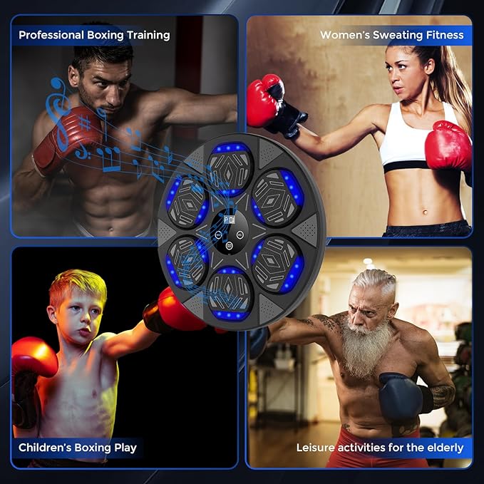2026 Music Boxing Machine for Adults and Kids, Smart Bluetooth Boxing Training Equipment with Gloves Wall Mounted, Workout Punching Machine for Home,Office and Gym