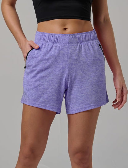Liberty Imports 1 or 5 Pack Womens Lounge Workout Shorts with Zipper Pockets 5" Inseam Lightweight Athletic Casual Shorts