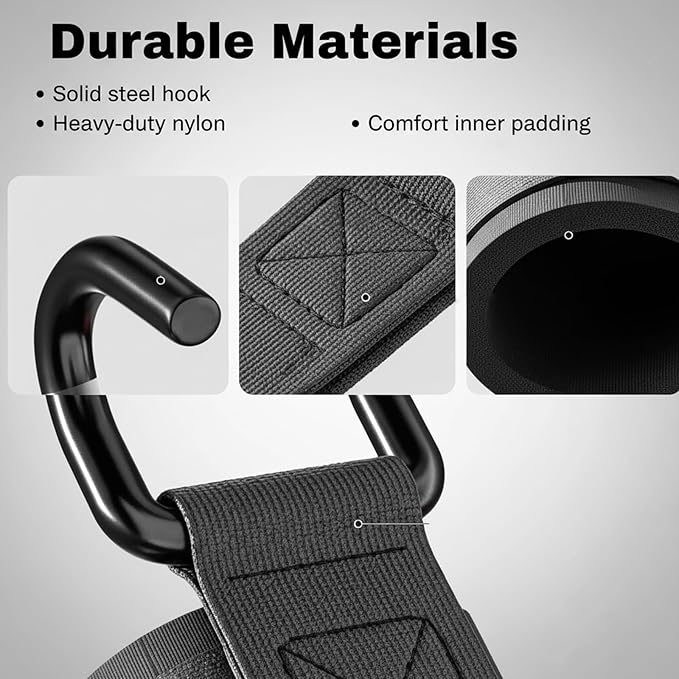 Weight Lifting Hooks for Deadlifting (Pair), 660Lbs Capacity Non-Slip Wrist Support Straps for Men & Women, Gym Wrist Wraps for Pull Up, Fitness, Strength Training, Bodybuilding Workout