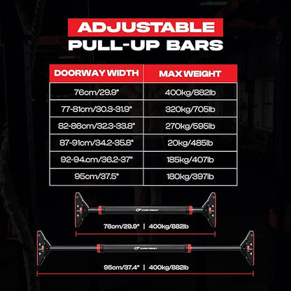 Pull Up Bar for doorway With Resistance Bands, No Screw Installation, Chin Up Bar for Upper Body Workout & Exercise, 29.9"-37.5" Adjustable Width Locking Mechanism, Max weight Hold 880 lbs