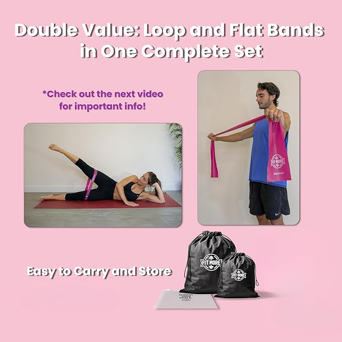 Resistance Bands for Women with Free Guided Workout Videos – Pilates Equipment & Exercise Set, Latex‑Free TPE, 5 Loop & 3 Flat Bands for Home, Gym, Toning & Recovery