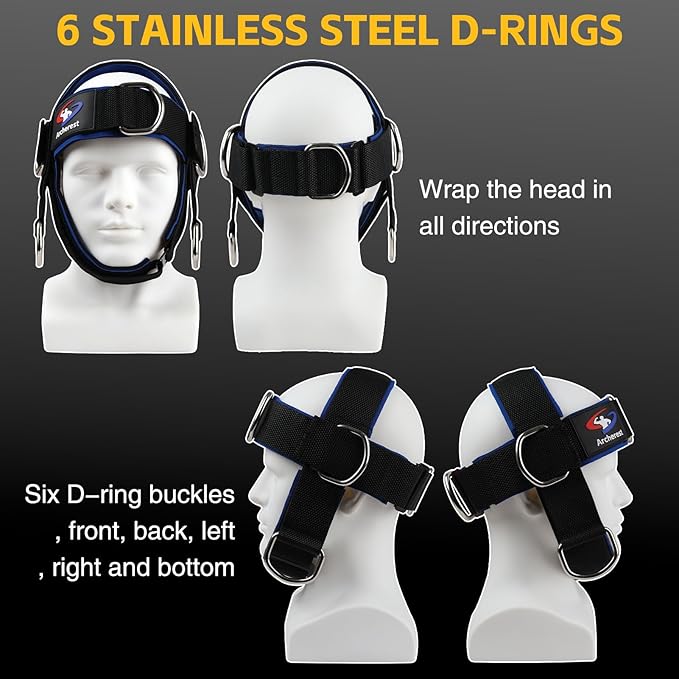 Fitness Neck Head Harness Trainer, Adjustable Chin Strap and Head Harness Strength, Neoprene Neck Exerciser for Weight Lifting, Home and Gym Use
