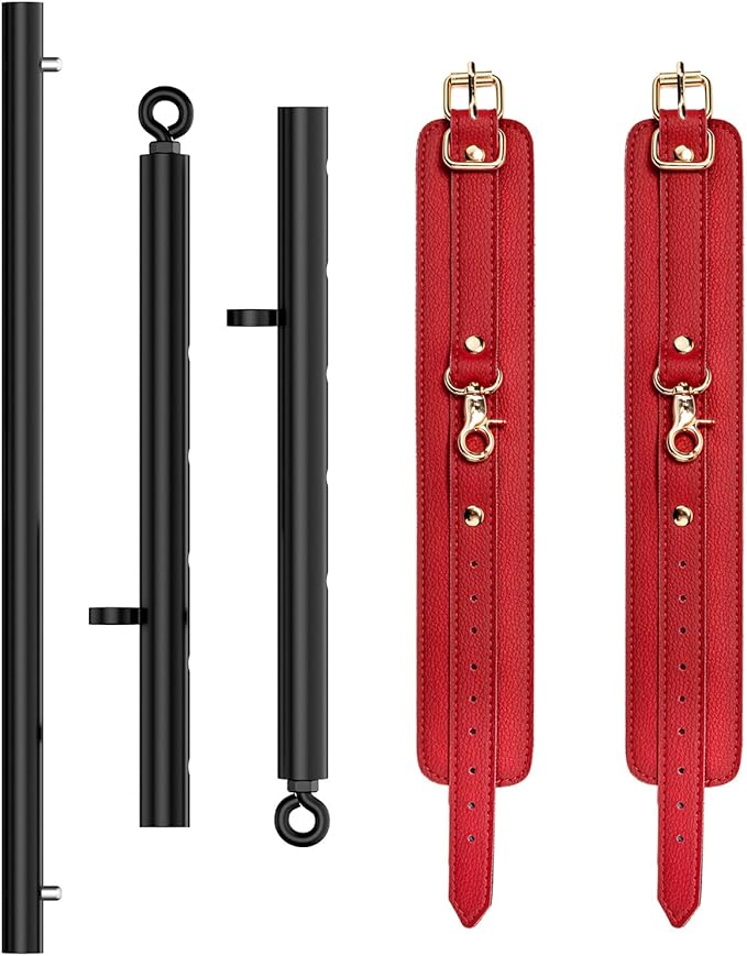 Heavy Duty Stainless Steel Expandable Spreader Bar with 2pcs PU Adjustable Straps, Sports Aid Training Fitness Gear Pilates Aid Kit,Home Indoor Sports Yoga Set