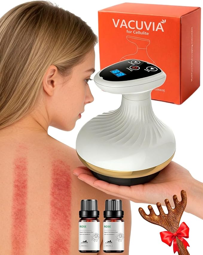 Electric Gua Sha Device for Cellulite Massage Tool, 9 Suction Levels & Heating, Handheld Massager - Deep Massage, Firmer, Negative Pressure Strong Suction, Smart Cupping Massager (1 Pcs + 2 Oils)