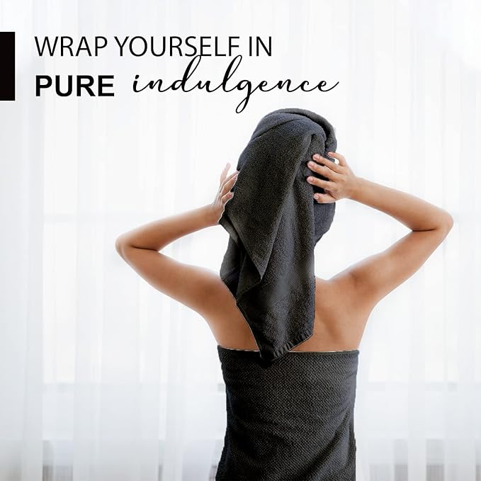 100% Cotton Bath Towels, 24x48 Pack of 6 Towels, Quick Dry, Highly Absorbent, Soft Feel Towel, Gym, Spa, Bathroom, Shower, Pool, Luxury Soft Towels (Grey, 24x48-6 Pack)