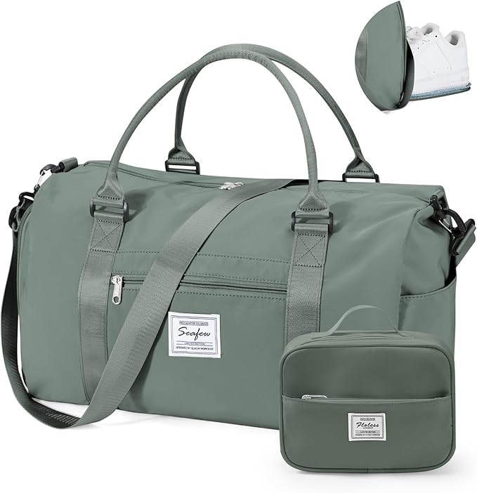 Gym Bagsfor Women with Shoes Compartment,Small Duffel BagsSport Bags with Toiletry Bags Overnight Travel Tote Bags Weekender Carry on Bag Personal Item Bag for Airlines Dark Green