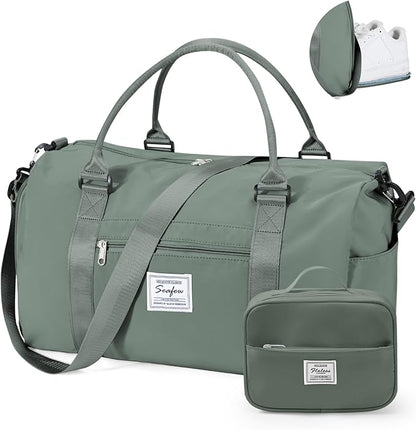 Gym Bagsfor Women with Shoes Compartment,Small Duffel BagsSport Bags with Toiletry Bags Overnight Travel Tote Bags Weekender Carry on Bag Personal Item Bag for Airlines Dark Green