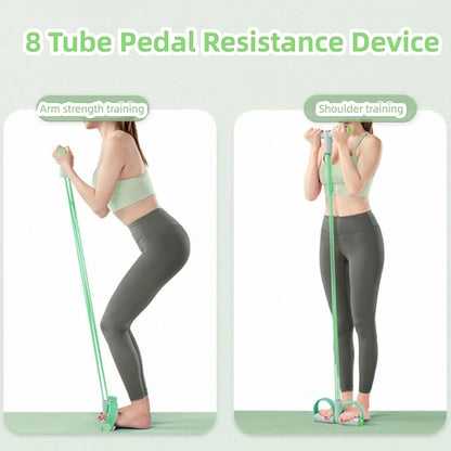Pedal Resistance Band with Handle, Adjustable Tube Foot Pedal Device Puller Exercise Bands (Green)
