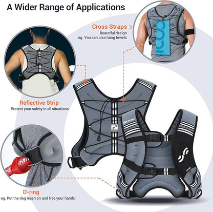 Sportneer Weighted Vest Woman: 8lb/12lb/15lb/20lb/25lb Weight Vest for Walking with Phone Bag, Adjustable Women Weighted Vest for Running Rucking Vest for Jogging Strength Training Weight Loss