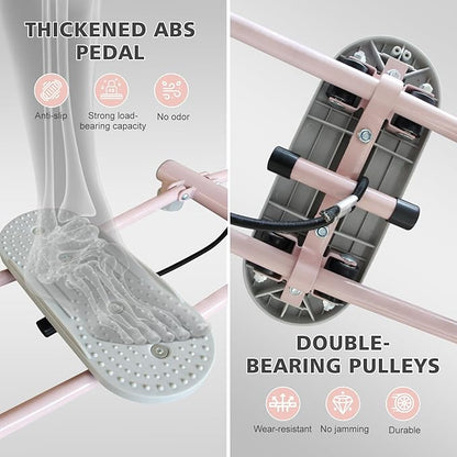Foldable Leg Exercise Machine，Height Adjustable Resistance Bands Machine Exercise Equipment for Leg Pelvic Floor Muscle Workout，Core Strength Training for Home