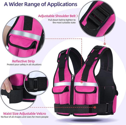 Sportneer Adjustable Weighted Vest Weights: 2-18 lbs/2-40 lbs Washable Weight Vest for Walking 16 In 1 Fast Adjust Rucking Vest for Women and Men Home Gym Running Jogging Strength Training Vests