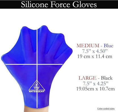 Water Gear Silicone Force Gloves - Aqua Fitness Gloves - Great for Workouts and Diving - Designed with Enhanced Grip
