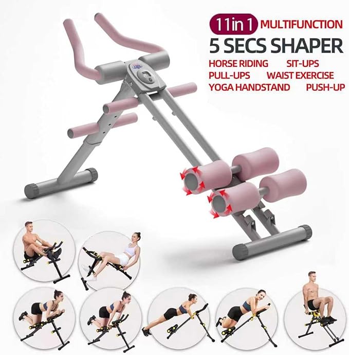 Foldable Ab Workout Machine for Home Gym – Adjustable Core & Waist Trainer for Women, Full Body Abdominal Exercise Equipment with Resistance Bands & LCD Display