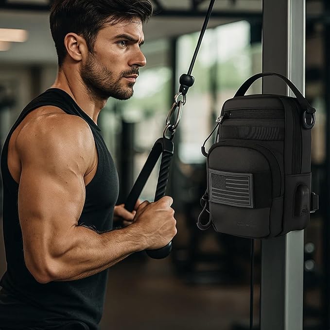 LEPHYON Magnetic Gym Bag, Small Gym Bag for Men & Women, Crossbody Sling Bags with Strong Magnets, USB Charging Port, Multi-Carry Design, Perfect for Travel Workout Sports, Best Gift for Fitness Lover