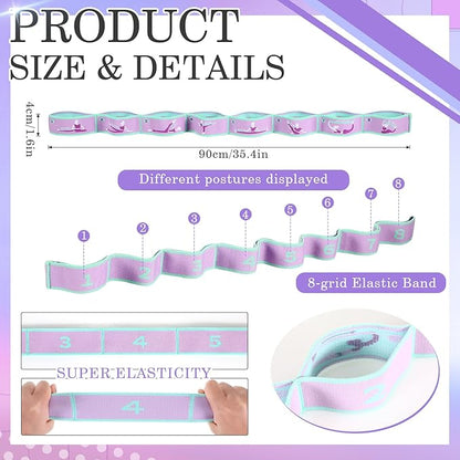 Stretch Strap for Kids Elastic Gymnastic Stretching Ballet Dance Band with 8 Loops Adjustable Exercise Training Resistance Strap for Children Stuff Pilates Latin Yoga Equipment