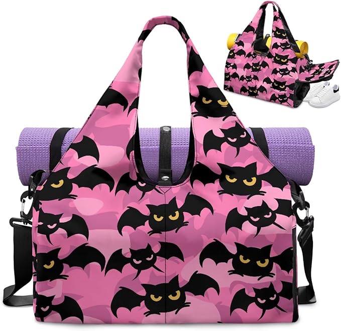 Gym Bag with Yoga Mat Holder Large Tote Bag With Multi Pockets for Women Men Dry Wet Separated Pocket Carryall Yoga Tote Bag for Pilates Travel Workout Office