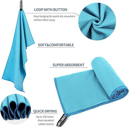 Microfiber Travel Towel, Soft Lightweight Quick Dry Towel, Super Absorbent Compact Travel & Sports & Beach Towels for Camping, Backpack, Gym, Swimming, Yoga, Hiking (M:20"×40" -MarineBlue)