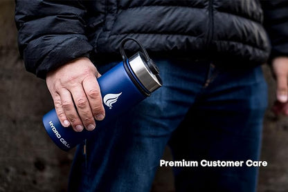HYDRO CELL Stainless Steel Insulated Water Bottle with Straw - For Cold & Hot Drinks - Metal Vacuum Flask with Screw Cap and Modern Leakproof Sport Thermos for Adults (Navy 18oz)