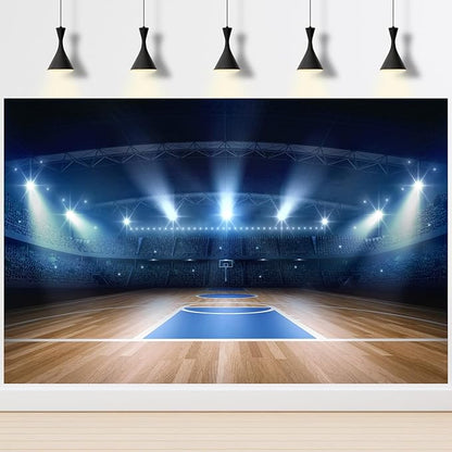 Basketball Stadium Theme Backdrop Basketball Arena Court Shining Stadium Photography Background Sports Club Sports Theme Basketball Match Decorations Spotlight Photo Studio Props Vinyl 20x10ft