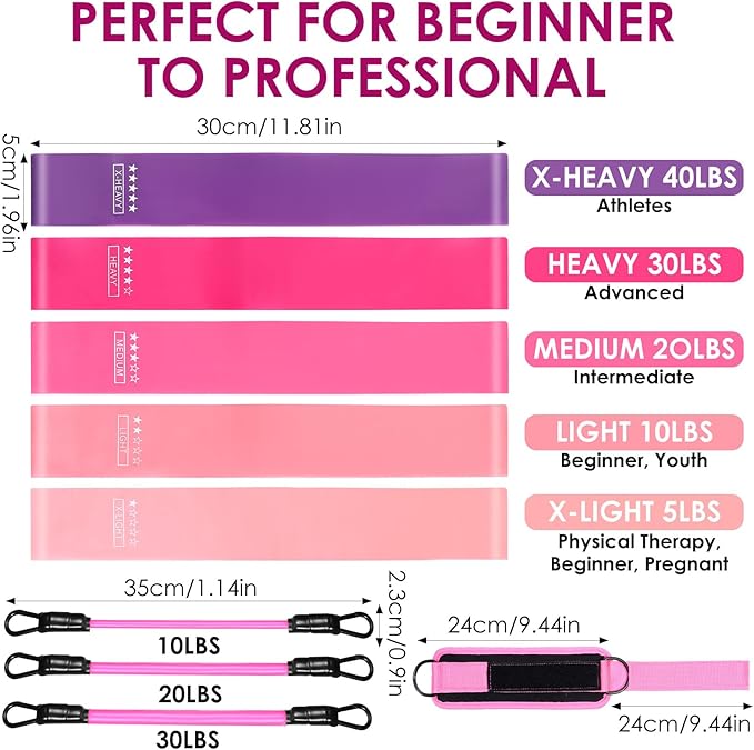 Resistance Bands Set, Adjustable Ankle Exercise Bands with Cuffs Home Gym Workout Fitness Equipment with Carry Bag for Women Leg Booty Butt Lift Kickbacks Hip Training Working Out Yoga