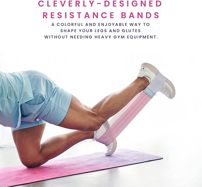 FitOn Sculpt Resistance Bands for Exercise - Workout Bands Set for Women and Men, Non-Slip Yoga & Pilates Equipment with Knitted Rubber, Home Fitness Gear for Thighs, Glutes, Legs, 3-Pack, Multi-Color
