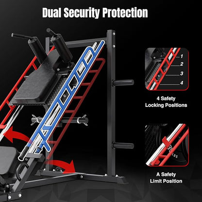Dripex Leg Press Machine, Leg Press Machines for Home Gym, Professional Leg Press Hack Squat Machine Combo with 4 Weight Plate Storage Holders for Full Lower Body Workout - Weight Plates Not Included