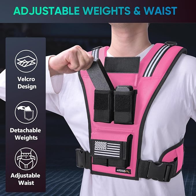 APEXUP Adjustable Weighted Vest Men 20lbs/30lbs/40lbs Weights with Reflective Stripe, Weight Vest Woman Workout Vest for Strength Training Running Walking