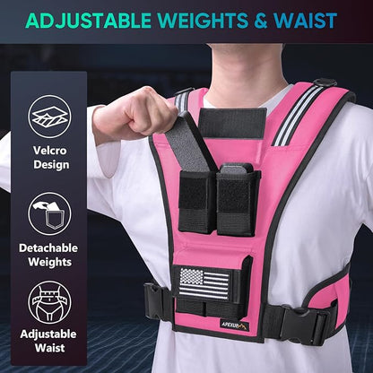 APEXUP Adjustable Weighted Vest Men 20lbs/30lbs/40lbs Weights with Reflective Stripe, Weight Vest Woman Workout Vest for Strength Training Running Walking
