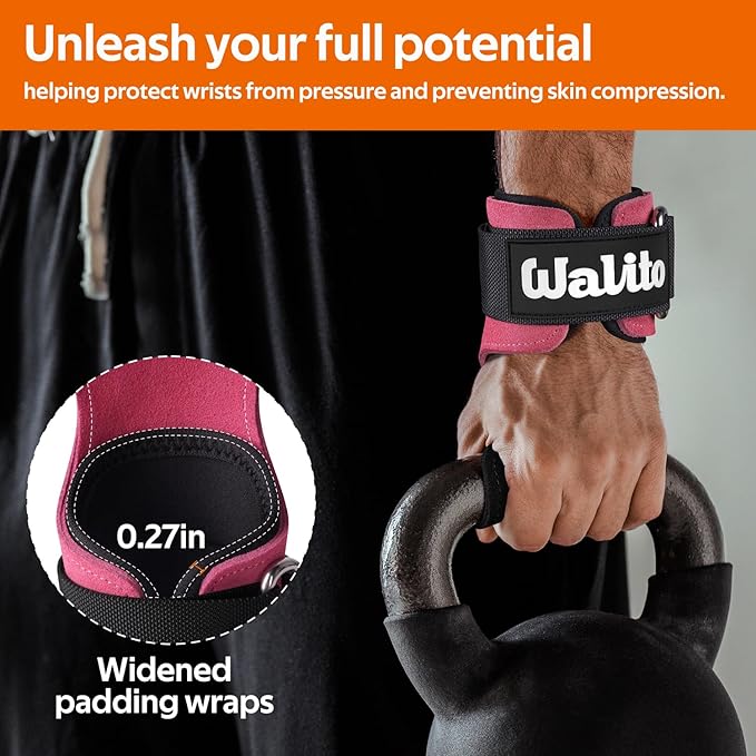 Weight Lifting Wrist Strap，Double Layer Leather Wrist Wraps with Neoprene Padding for Weightlifting & Deadlifts – Adjustable Gym Straps for Men & Women