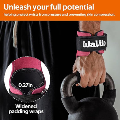 Weight Lifting Wrist Strap，Double Layer Leather Wrist Wraps with Neoprene Padding for Weightlifting & Deadlifts – Adjustable Gym Straps for Men & Women