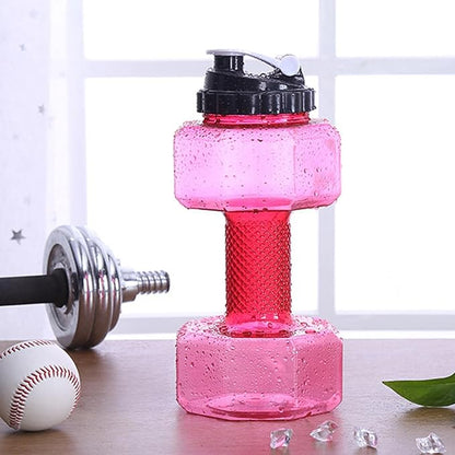 Big Capacity PETG Friendly Cup Dumbbell Shape Drinking Water Bottles Barbell Kettle Body Training Bottle () for Outdoor Camping Travel