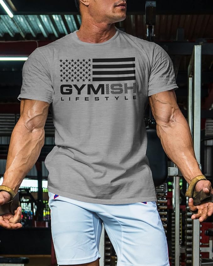 Gymish American Flag Graphic Fitness Tank, Sleeveless Bodybuilding Athletic Tank Top