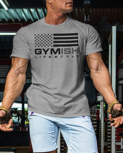 Gymish American Flag Graphic Fitness Tank, Sleeveless Bodybuilding Athletic Tank Top